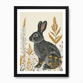 Californian Blockprint Rabbit Illustration 4 Art Print