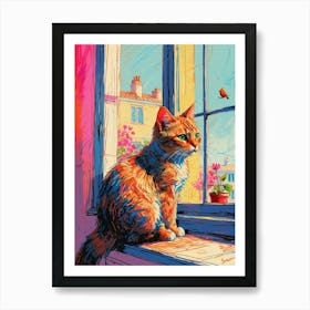 Cat By The Window 5 Art Print