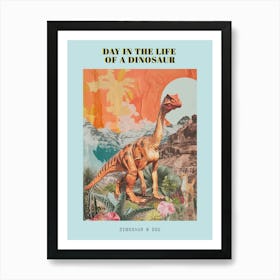 Dinosaur & A Dog Retro Collage Poster Art Print