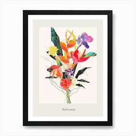 Heliconia 2 Collage Flower Bouquet Poster Art Print