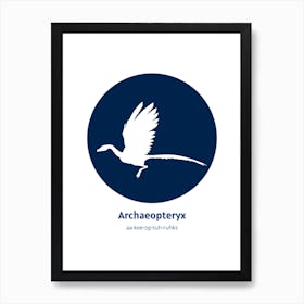 Dinosaur Archaeopteryx Blue Nursery Art Print