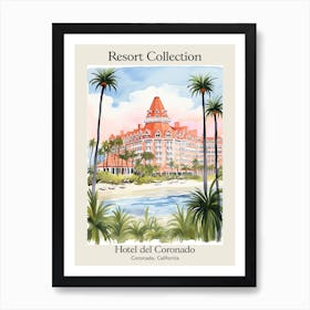 Poster Of Hotel Del Coronado   Coronado, California   Resort Collection Storybook Illustration 2 Art Print