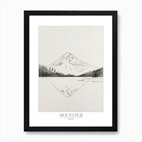 Mount Fuji Japan Line Drawing 4 Poster Art Print