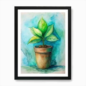 Potted Plant Watercolor Painting 1 Affiche