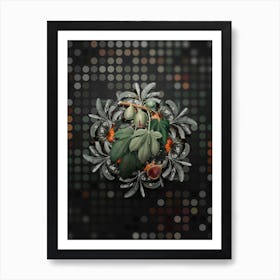 Vintage Fig Fruit Wreath on Dot Bokeh Pattern n.0771 Art Print
