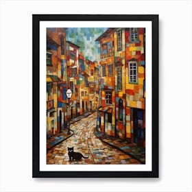 Painting Of Sydney With A Cat In The Style Of Gustav Klimt 4 Art Print