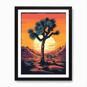 Typical Joshua Tree In Retro Illustration (2) Art Print