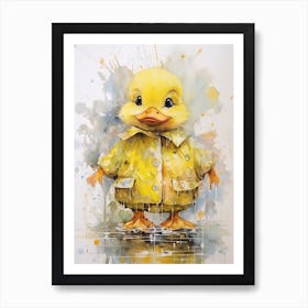Paint Splash Duckling In A Raincoat 1 Art Print