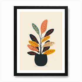 Croton Plant Minimalist Illustration 4 Art Print