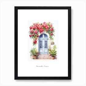 Marseille, France   Mediterranean Doors Watercolour Painting 4 Poster Art Print