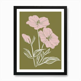 Pink & Green Wild Pansy 1 Art Print