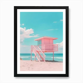 Pink Lifeguard Tower 2 Art Print