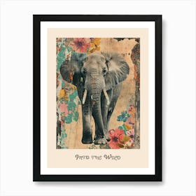 Elephant Vintage Into The Wild Poster 2 Art Print