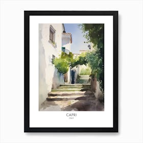 Capri Watercolour Travel Poster 3 Art Print