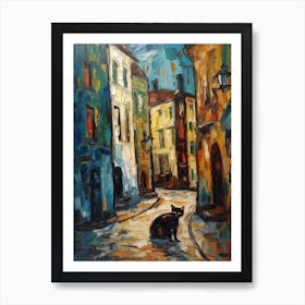 Painting Of Vienna With A Cat In The Style Of Expressionism 4 Art Print