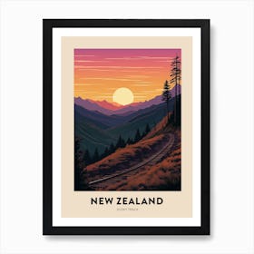 Dusky Track New Zealand Vintage Hiking Travel Poster Art Print