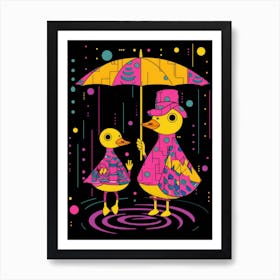 Ducks In The Rain 1 Art Print