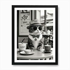 Cat Cafe Por Favor Funny Illustration Kids Kitchen Gift Art Print (2) Art Print