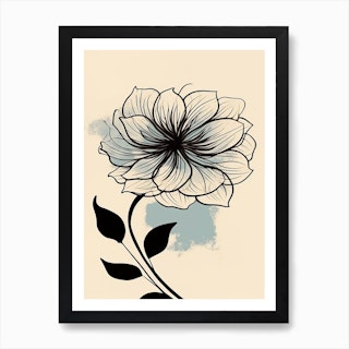Black and white stencil flower 1 Art Print by temas14mk