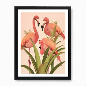 Chilean Flamingo Bromeliads Minimalist Illustration 4 Art Print