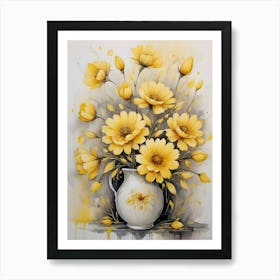 Yellow Flowers In A Vase Art Print