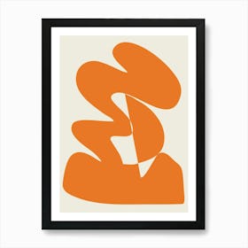 Minimalist Mid Century Modern Abstract Shape Art in Orange Art Print