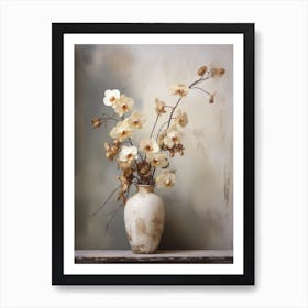 Orchid, Autumn Fall Flowers Sitting In A White Vase, Farmhouse Style 4 Art Print