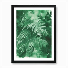 Green Ink Painting Of A Australian Tree Fern 4 Art Print