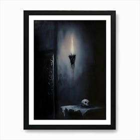 Dark Gothic Candle In A Dark Room Art Print