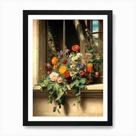 Window Sill With Flowers 1 Art Print