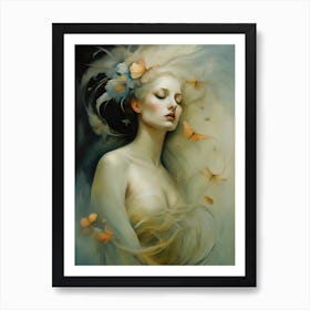 Woman With Butterflies 1 Art Print