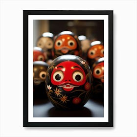 Daruma Dolls Japanese Illustration 3 Art Print