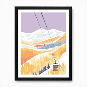 Stowe Mountain Resort   Vermont, Usa, Ski Resort Pastel Colours Illustration 0 Art Print