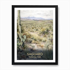 Saguaro National Park Watercolour Vintage Travel Poster 3 Art Print