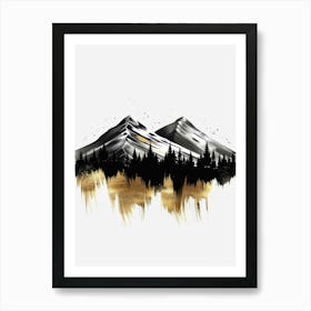 Gold Mountains Canvas Art Art Print