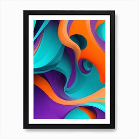 Abstract Colorful Waves Vertical Composition 45 Art Print