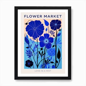 Blue Flower Market Poster Nigella Love In A Mist 3 Art Print