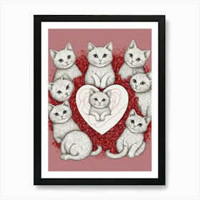 Valentine Cats Art Print