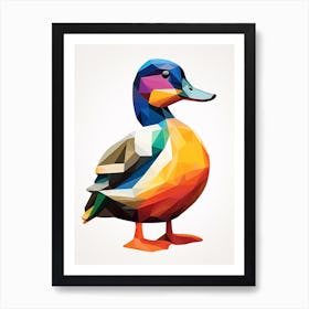 Colourful Geometric Bird Mallard Duck 2 Art Print