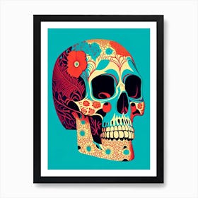 Skull With Pop Art Influences 2 Line Drawing Art Print