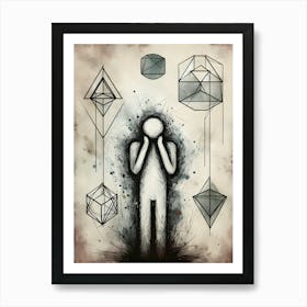 Man In Front Of Geometric Shapes Art Print