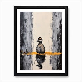 Minimalist Portrait Of A Duckling Black & White 3 Art Print