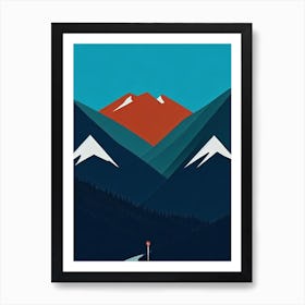 Laax, Switzerland Modern Illustration Skiing Poster Art Print