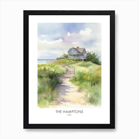 The Hamptons 3 Watercolour Travel Poster Art Print