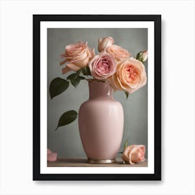 A Vase Of Pink Roses 73 Art Print