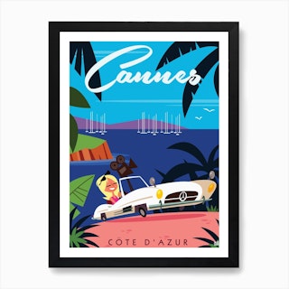 Cannes Poster Blue Art Print
