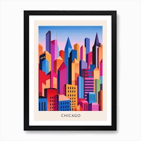 Chicago Colourful Travel Poster 9 Art Print