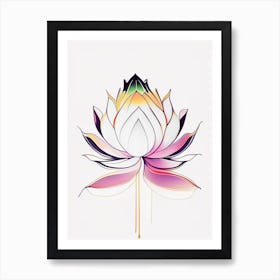 Lotus Flower, Buddhist Symbol Abstract Line Drawing 5 Art Print