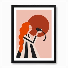 Redhead And Kitten Art Print