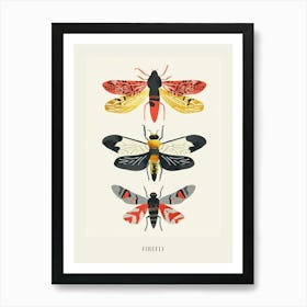 Colourful Insect Illustration Firefly 3 Poster Art Print